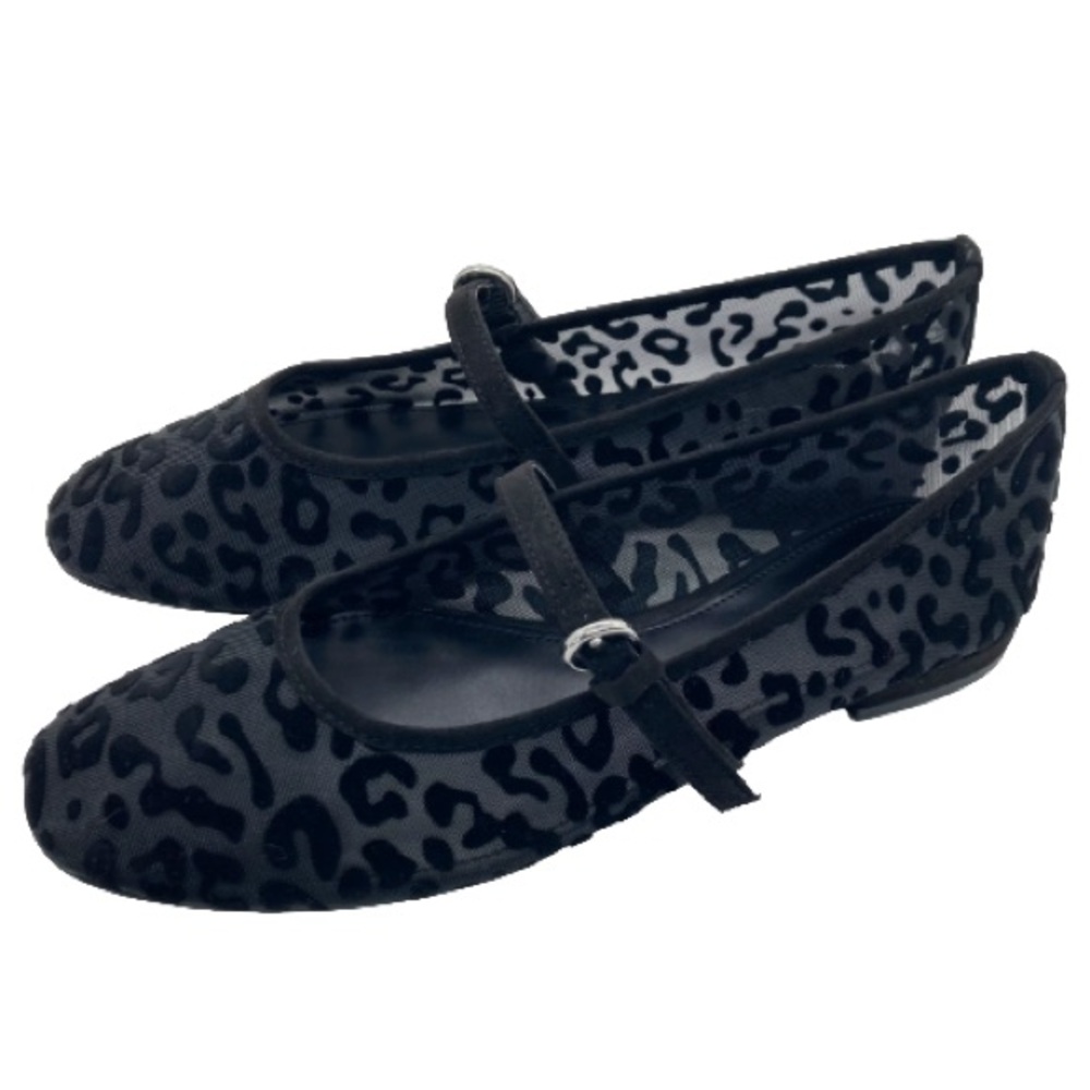 J. Crew Factory Black Leopard mesh Mary Jane flats 8